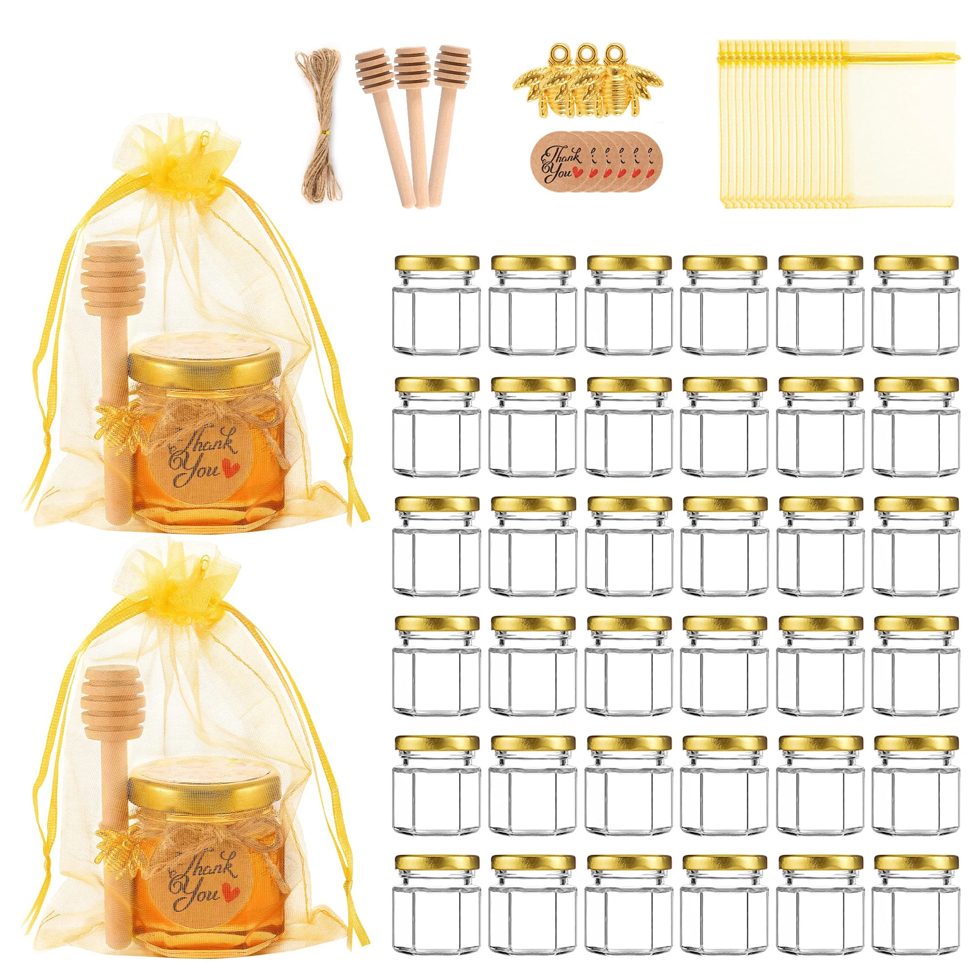 Candle Making Glass Jars - Mini pots à miel hexagonaux en